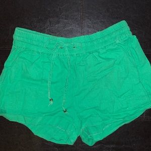 Green Love Tree Linen Shorts